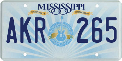 MS license plate AKR265