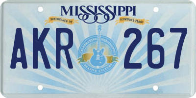 MS license plate AKR267
