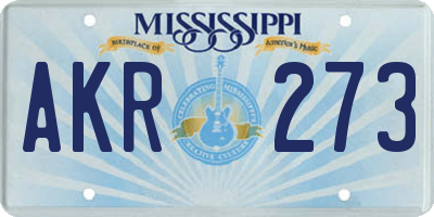 MS license plate AKR273