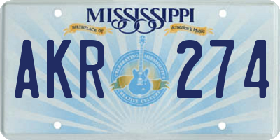 MS license plate AKR274