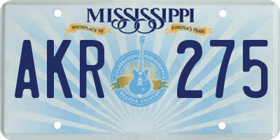 MS license plate AKR275