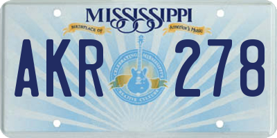 MS license plate AKR278