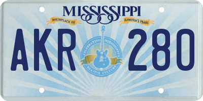 MS license plate AKR280