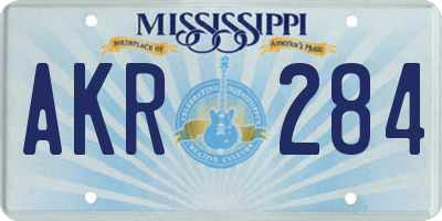 MS license plate AKR284