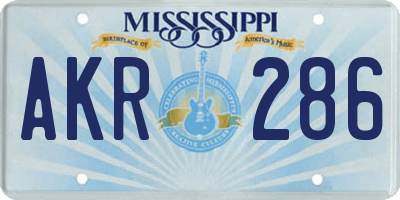 MS license plate AKR286