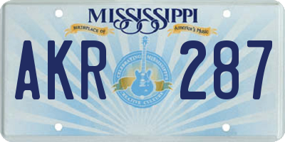 MS license plate AKR287