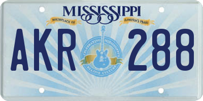 MS license plate AKR288