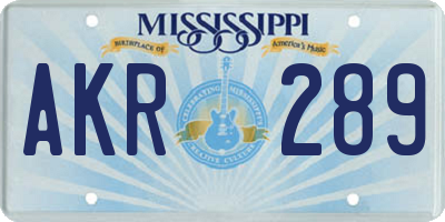 MS license plate AKR289