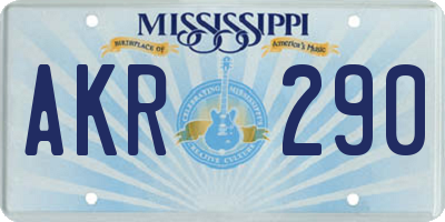 MS license plate AKR290
