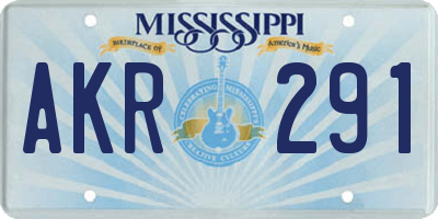 MS license plate AKR291