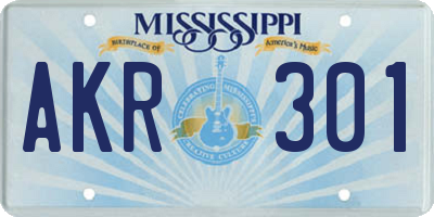 MS license plate AKR301