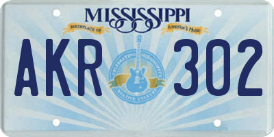 MS license plate AKR302