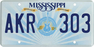 MS license plate AKR303