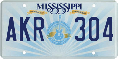 MS license plate AKR304