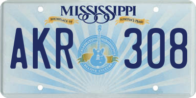 MS license plate AKR308