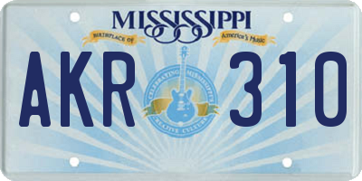 MS license plate AKR310