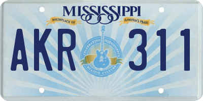 MS license plate AKR311