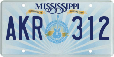 MS license plate AKR312