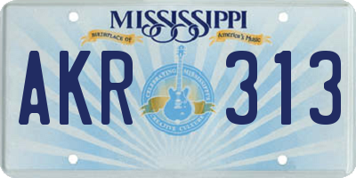 MS license plate AKR313