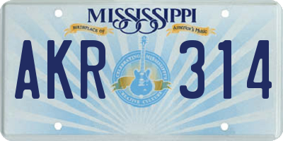 MS license plate AKR314