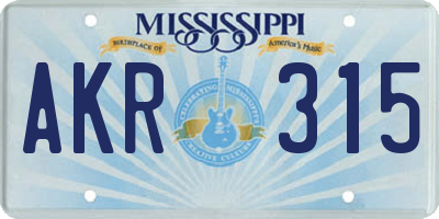 MS license plate AKR315