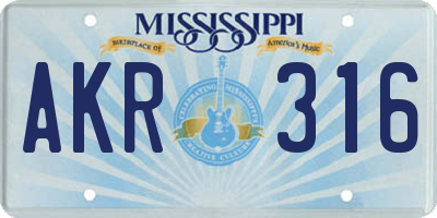 MS license plate AKR316