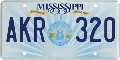 MS license plate AKR320