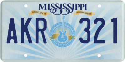 MS license plate AKR321