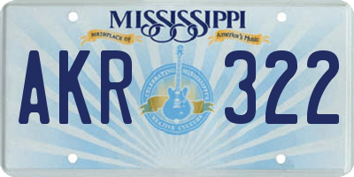MS license plate AKR322