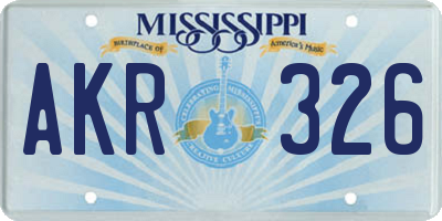 MS license plate AKR326