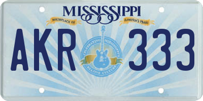 MS license plate AKR333