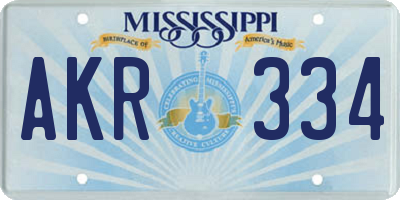 MS license plate AKR334