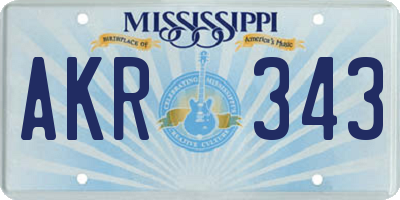 MS license plate AKR343