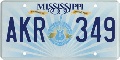 MS license plate AKR349
