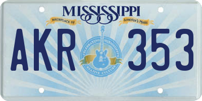 MS license plate AKR353