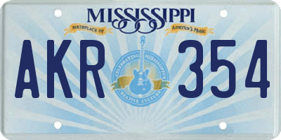 MS license plate AKR354