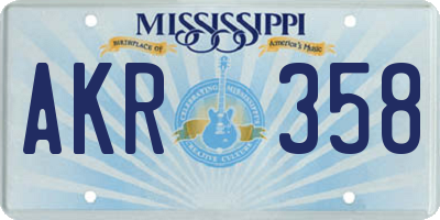 MS license plate AKR358