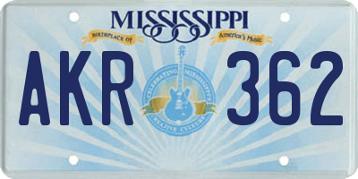 MS license plate AKR362