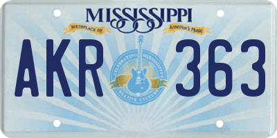 MS license plate AKR363