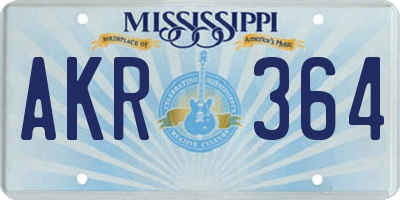MS license plate AKR364
