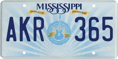MS license plate AKR365