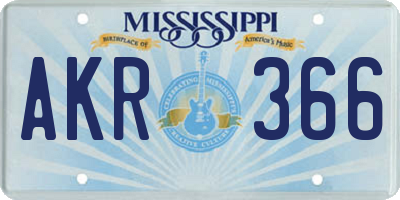 MS license plate AKR366