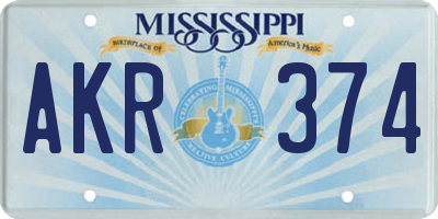 MS license plate AKR374