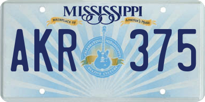 MS license plate AKR375