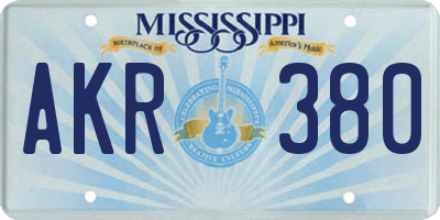 MS license plate AKR380