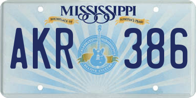 MS license plate AKR386