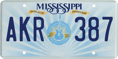 MS license plate AKR387