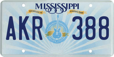 MS license plate AKR388