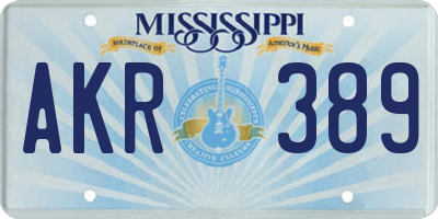 MS license plate AKR389