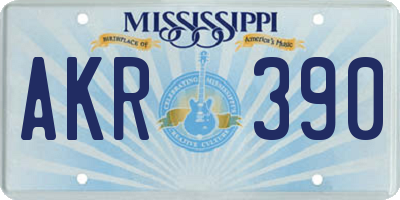 MS license plate AKR390